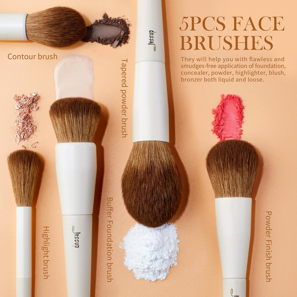 Makeup Brushes Set Jessup Make up Brushes 14Pcs Black Kabuki Foundation Eyeshadow Contour Concealer Powder Eyeliner Crease Eyebrow Blending Brush, T336