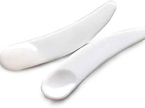 100 PCS Mini Curved Cosmetic Scoop Makeup Mask Plastic Spoon (White)