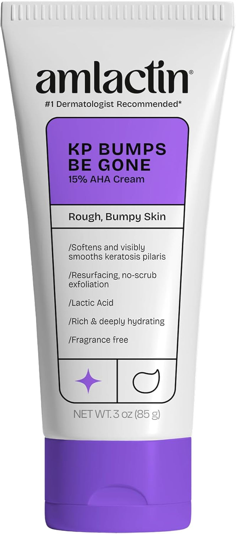 Amlactin KP Bumps Be Gone Hydrating Cream, Moisturizing Cream for Rough and Bumpy Dry Skin, 3 Oz Tube