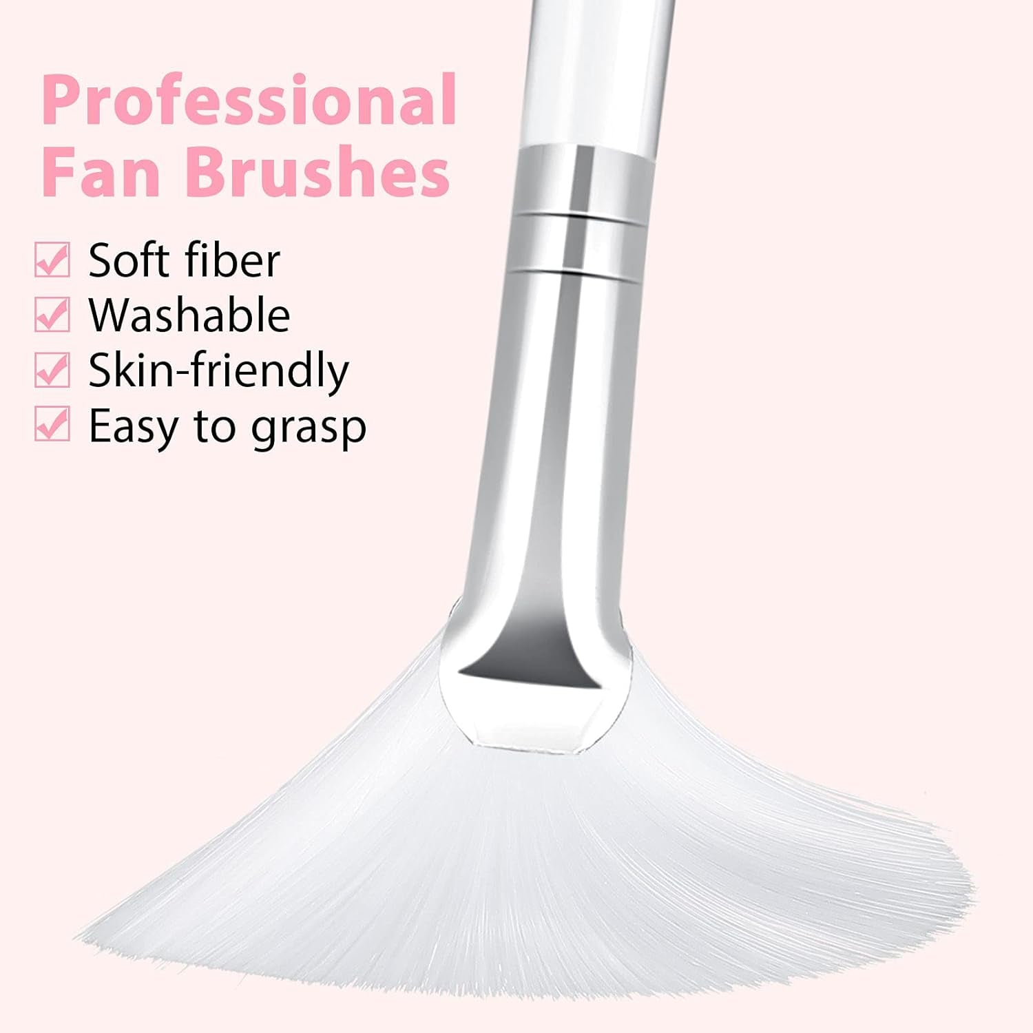 14 Pieces Fan Brushes Applicator, Mask Brushes for Facial Makeup Tools for Face Cosmetic(White)