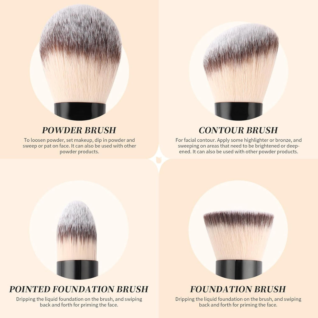 Makeup Brushes Duo End Foundation Contour Powder and Buffer Brush Bronzer Double Makeup Brush Set 2Pcs Black