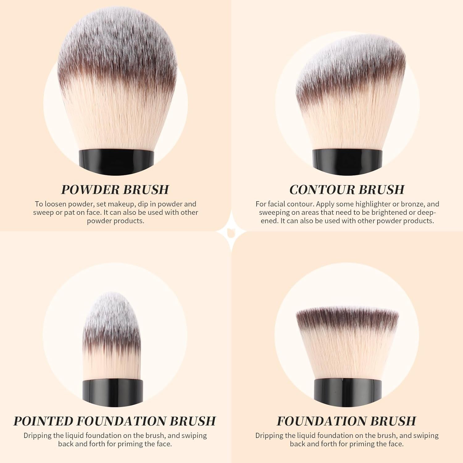 Makeup Brushes Duo End Foundation Contour Powder and Buffer Brush Bronzer Double Makeup Brush Set 2Pcs Black