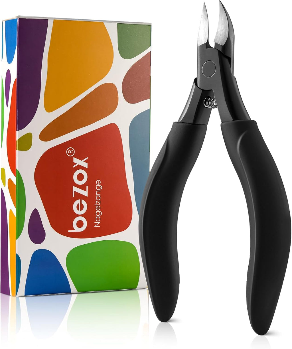 BEZOX Toenail Clippers for Thick or Ingrown Toenails - Soft Grip Long Handle Fingernail Clipper - Heavy Duty Nail Clipper - with Metal Box