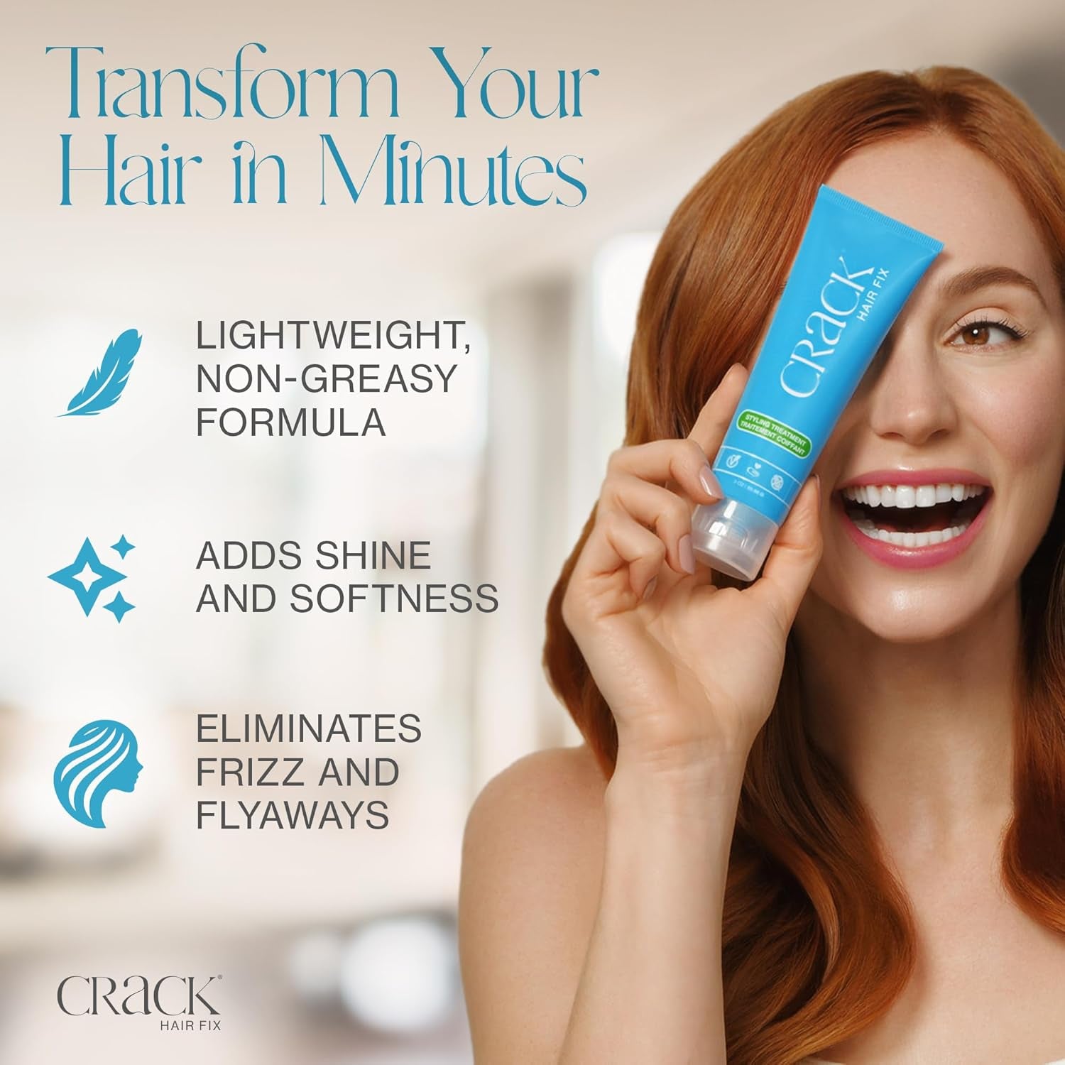 Crack Styling Leave-In Treatment with UV and Thermal Protection, 2.5 Fluid Ounce