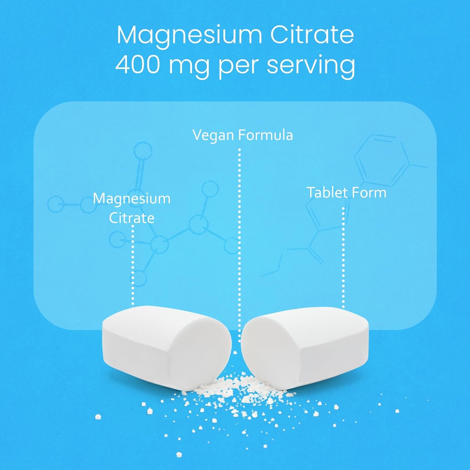 Magnesium Citrate 400 Mg - 120 Tablets Elemental Magnesium Supports Function of Muscles, Bones, Heart Non-Gmo per Serving