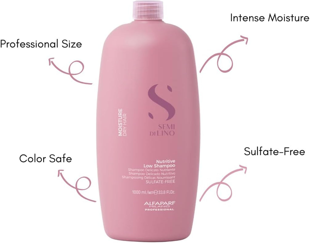 Semi Di Lino Nutritive Low Shampoo - Sulfate, Paraben, Paraffin Free - Moisturizes, Hydrates, and Adds Glossy Shine - 33.8 Oz