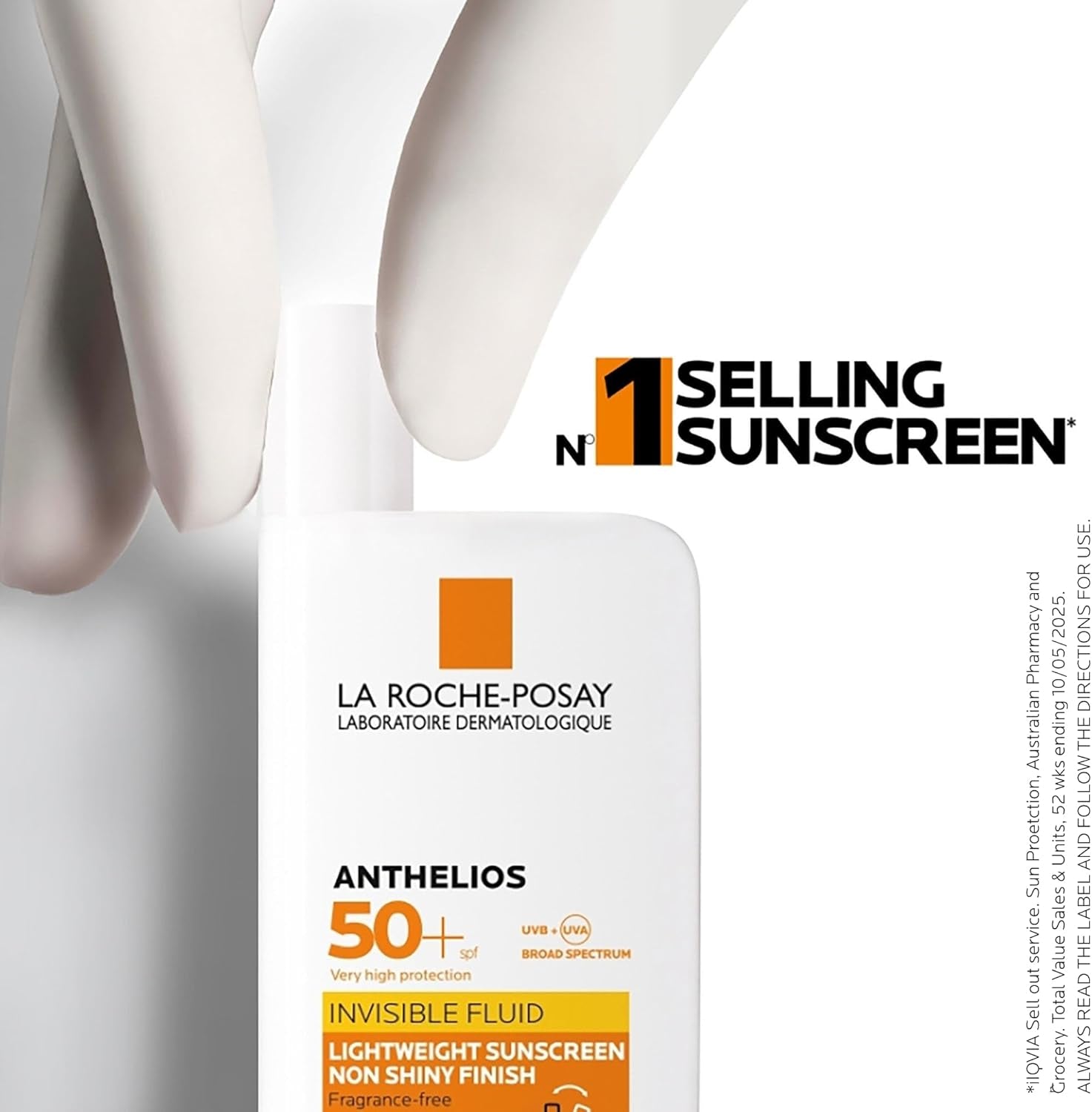 La Roche-Posay Sunscreen Lotion, Ultra-Light Fluid, Water Resistant, Invisible Fluid with SPF 50+, n-Perfumed, Anthelios XL, 50Ml