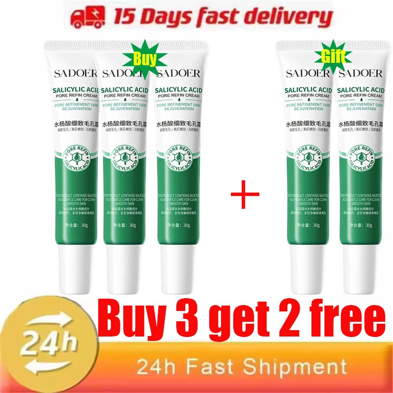 Salicylic Acid Pore Shrinking Cream Eliminate Large Pores Serum Remove Blackhead Acne Repairing Tightening Skin Care Cosmetics