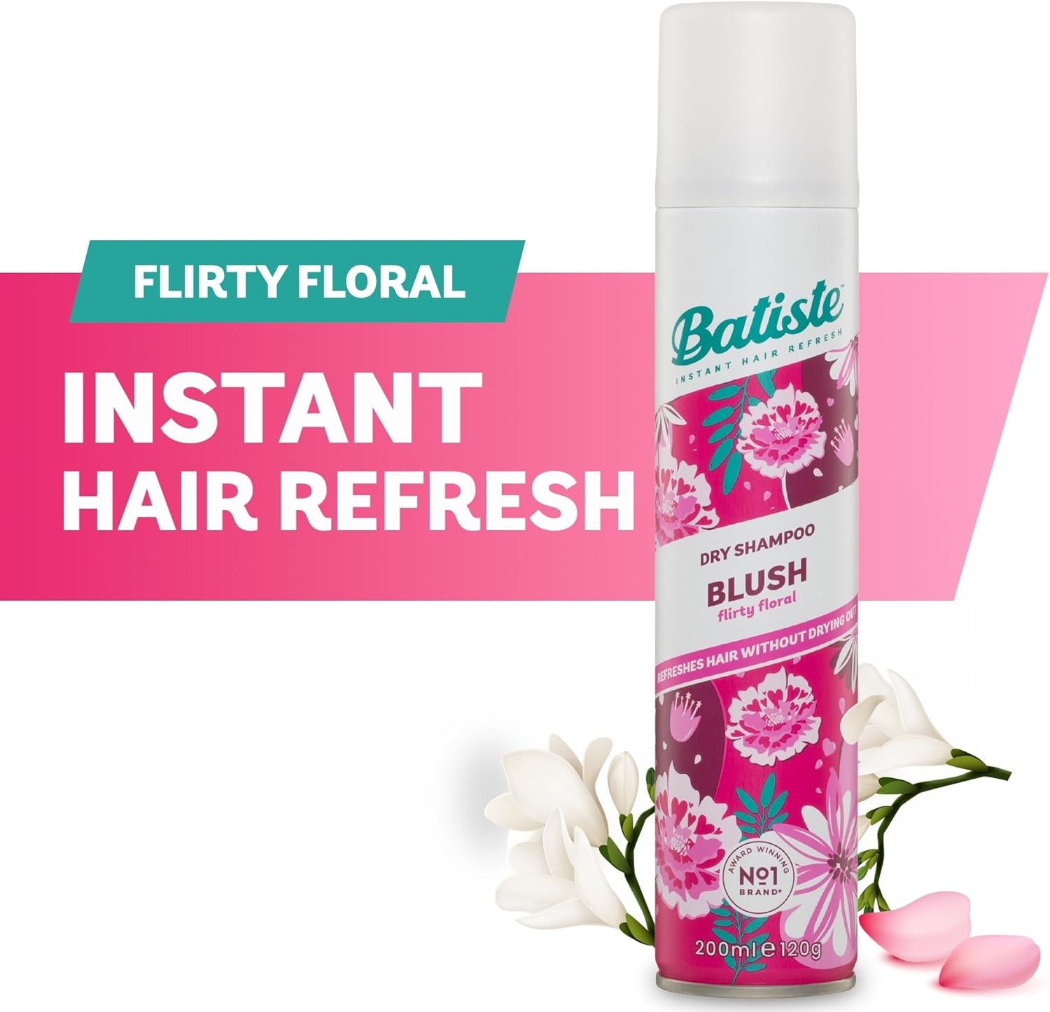 Blush Dry Shampoo 200Ml - Quick Hair Refresh with Flirty Floral Scent, Adds Volume & Texture, & Absorbs Oil, Ideal for Daily Haircare & Styling, for All Hair Types, Instant Results