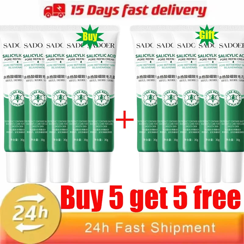 Salicylic Acid Pore Shrinking Cream Eliminate Large Pores Serum Remove Blackhead Acne Repairing Tightening Skin Care Cosmetics