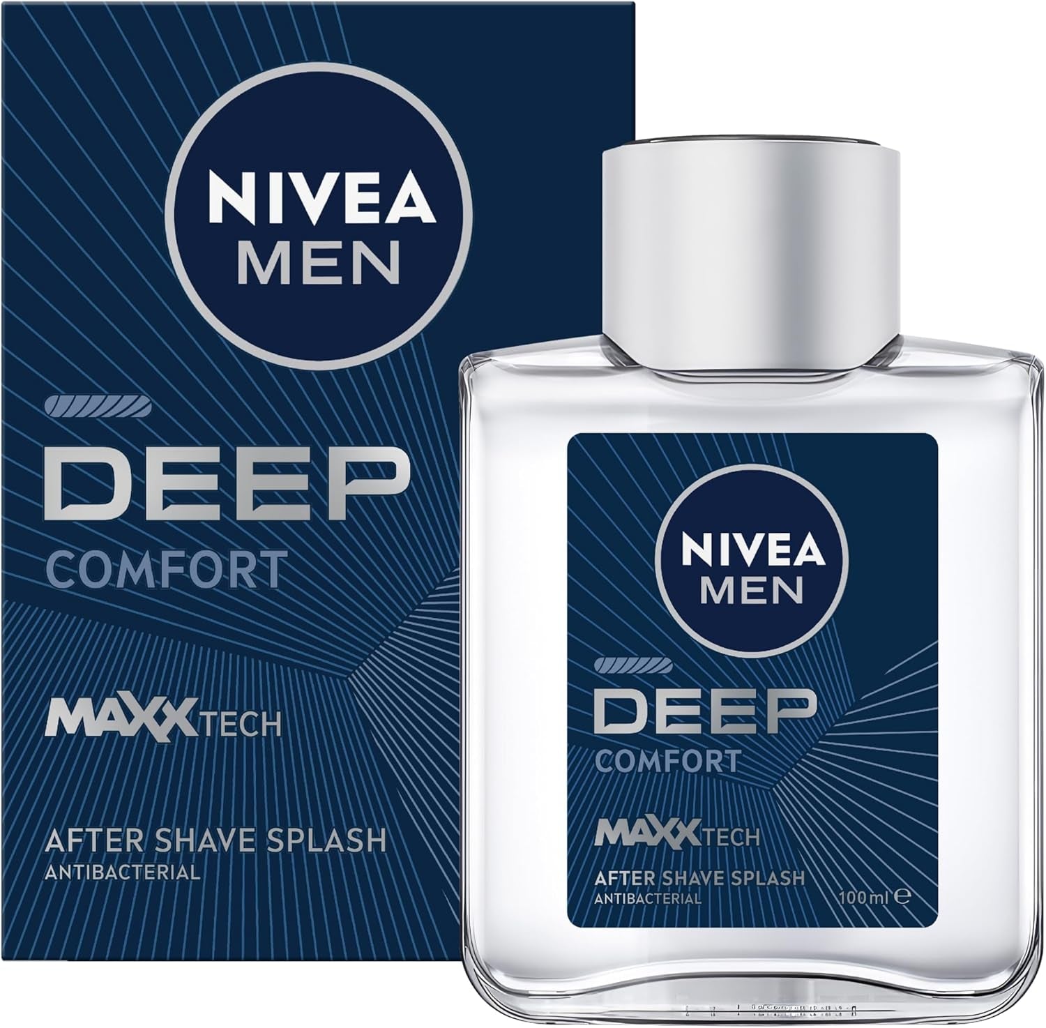 NIVEA MEN Deep after Shave Splash 100Ml | Soothes Irritations | Antibacterial Formula | Helps Heal Cuts | Long-Lasting Clean Feeling | Prevents Skin Dryness | Relieves Razor Burn