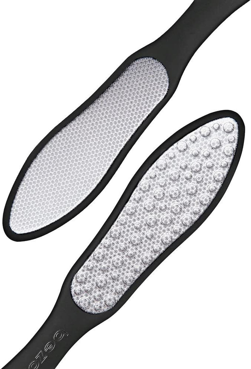 Foot File Callus Remover - Double Sided Stainless Steel Foot Rasp for Wet and Dry Feet - Foot Scraper for Dead Skin, Horny Skin, Corn, and Cracked Heel - W/Storage Cloth Bag (Black)