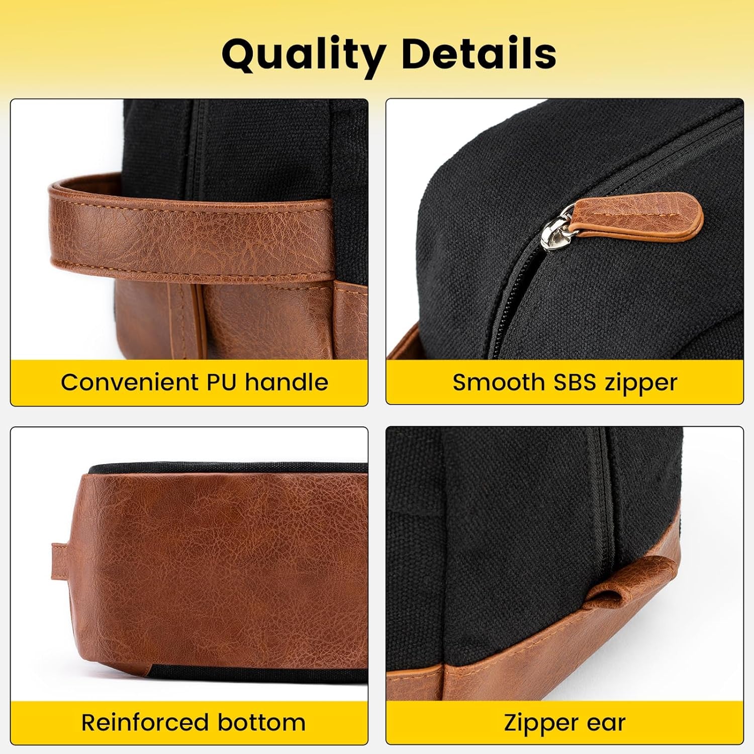 Vorspack Large Water-Resistant Canvas Hanging Toiletry Bag for Men - Dark Grey Travel Shaving Bag