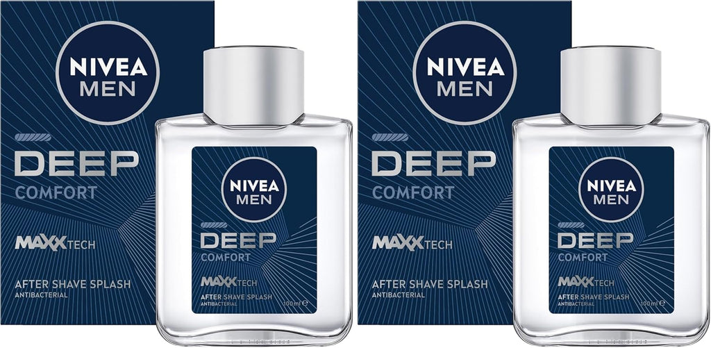 NIVEA MEN Deep after Shave Splash 100Ml | Soothes Irritations | Antibacterial Formula | Helps Heal Cuts | Long-Lasting Clean Feeling | Prevents Skin Dryness | Relieves Razor Burn