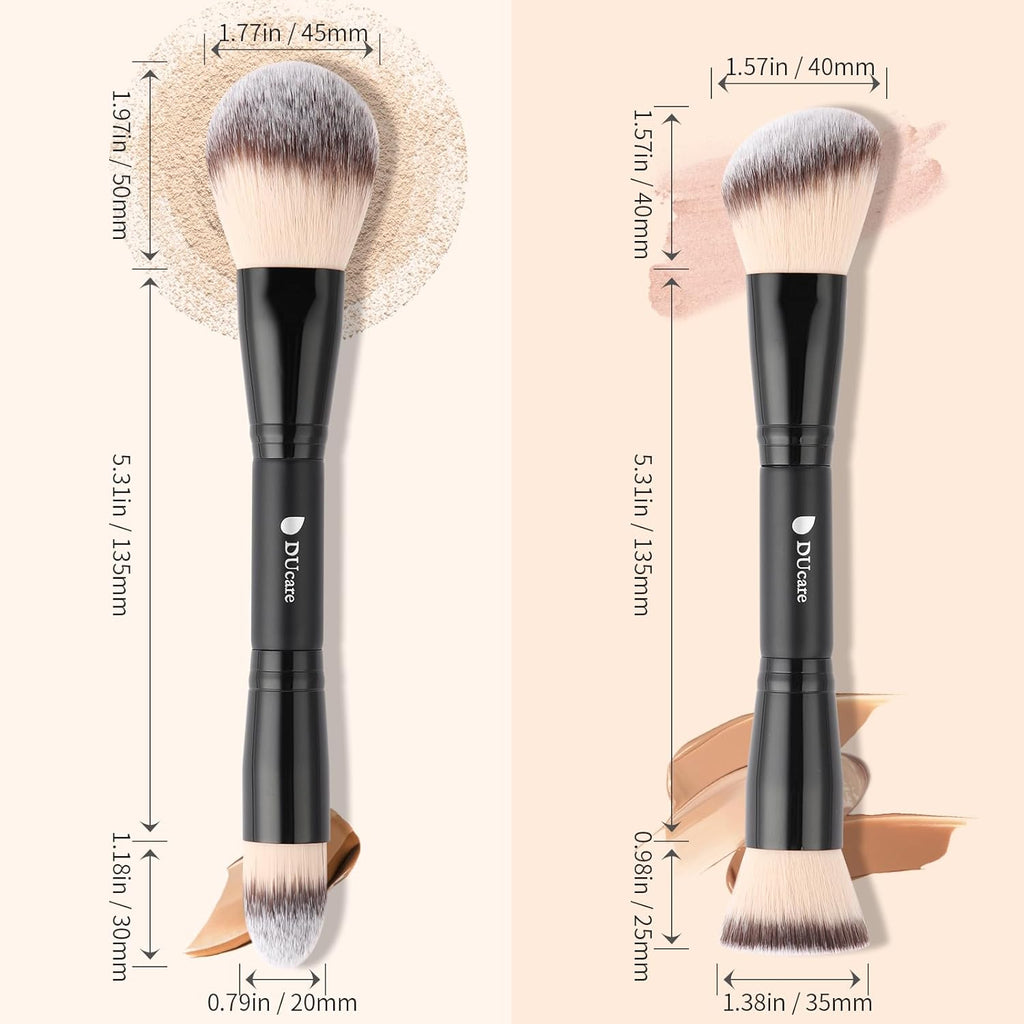 Makeup Brushes Duo End Foundation Contour Powder and Buffer Brush Bronzer Double Makeup Brush Set 2Pcs Black