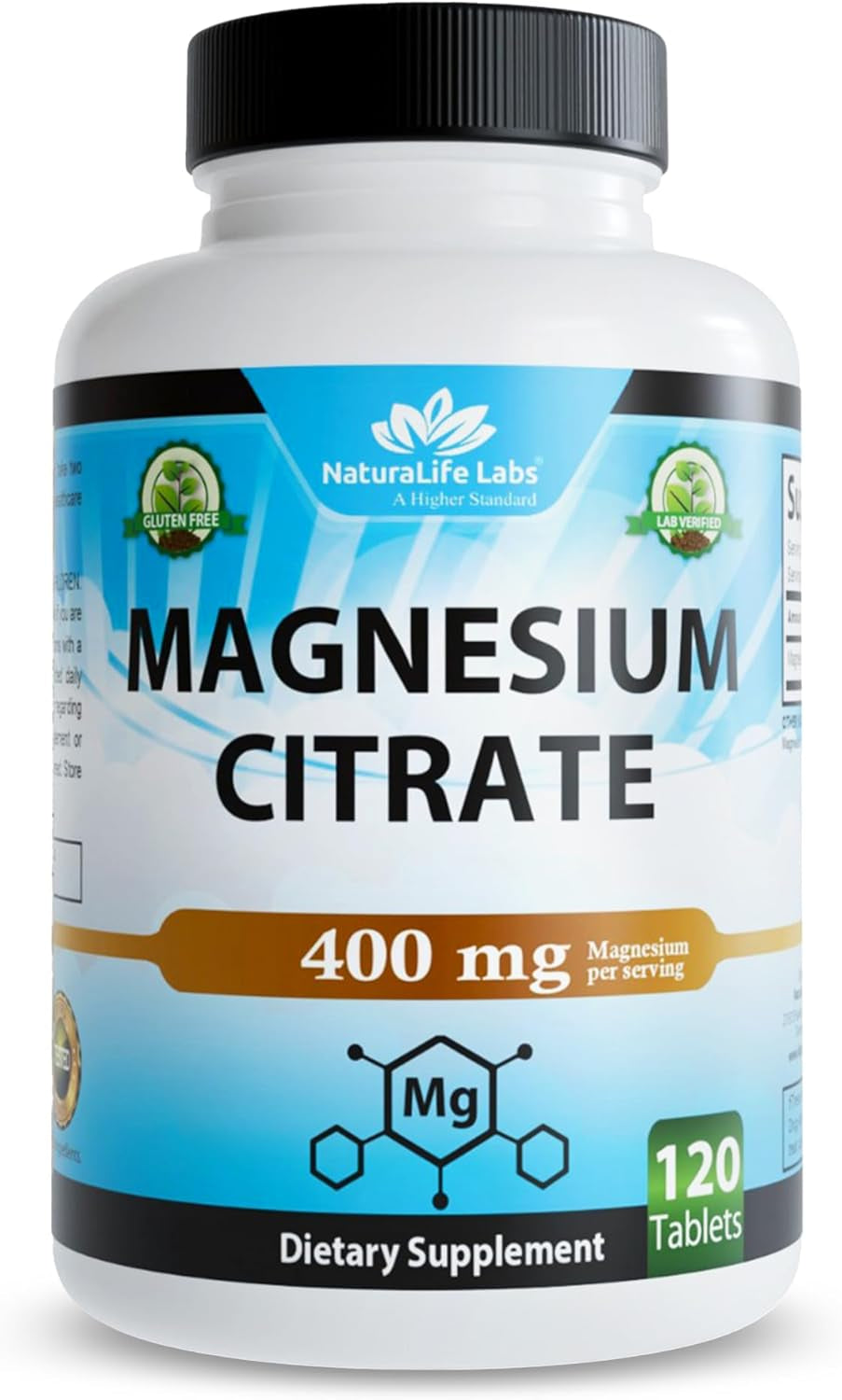 Magnesium Citrate 400 Mg - 120 Tablets Elemental Magnesium Supports Function of Muscles, Bones, Heart Non-Gmo per Serving