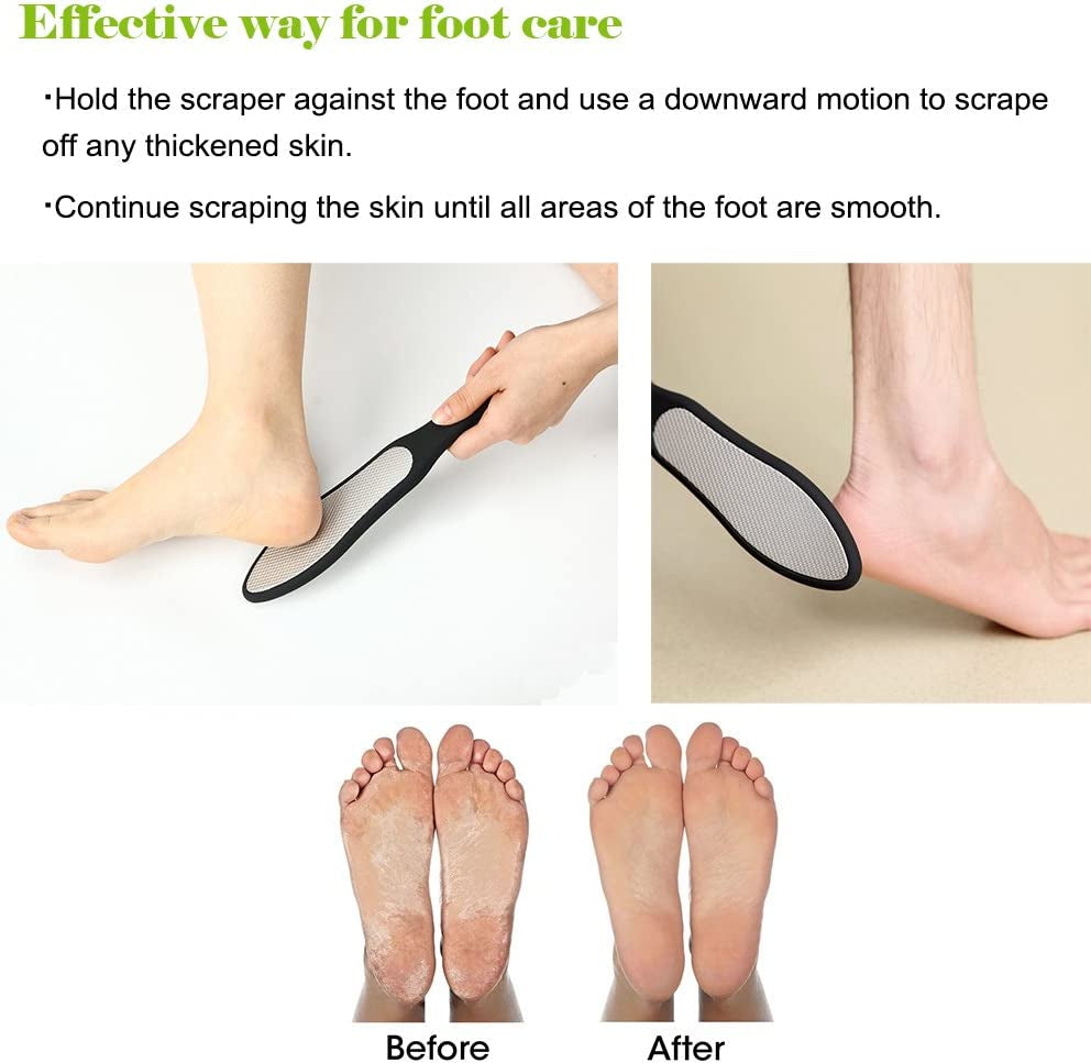 Foot File Callus Remover - Double Sided Stainless Steel Foot Rasp for Wet and Dry Feet - Foot Scraper for Dead Skin, Horny Skin, Corn, and Cracked Heel - W/Storage Cloth Bag (Black)