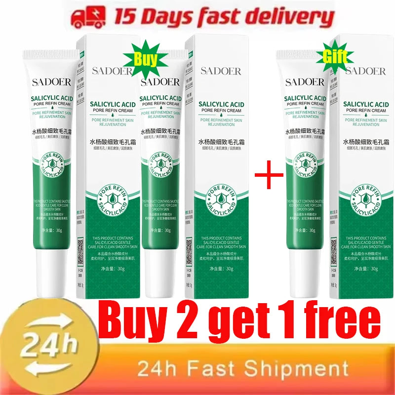 Salicylic Acid Pore Shrinking Cream Eliminate Large Pores Serum Remove Blackhead Acne Repairing Tightening Skin Care Cosmetics