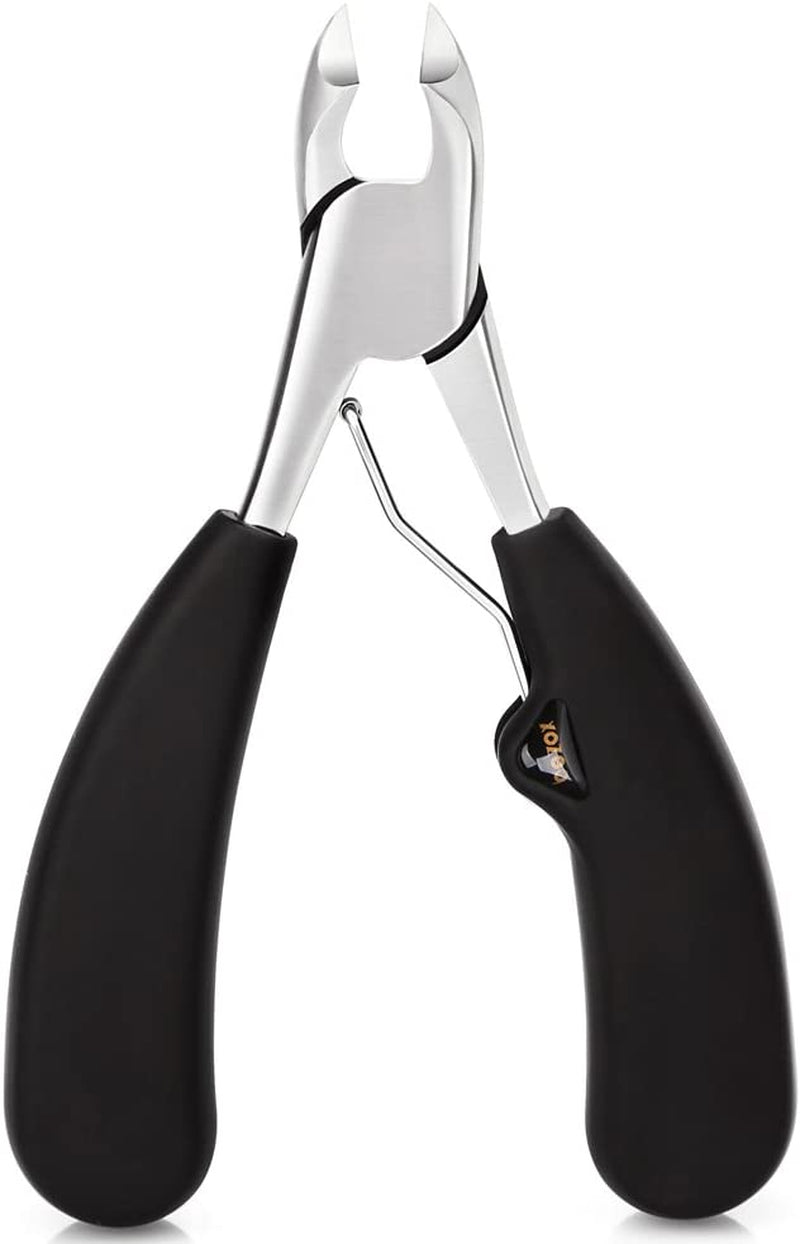 BEZOX Toenail Clippers for Thick or Ingrown Toenails - Soft Grip Long Handle Fingernail Clipper - Heavy Duty Nail Clipper - with Metal Box