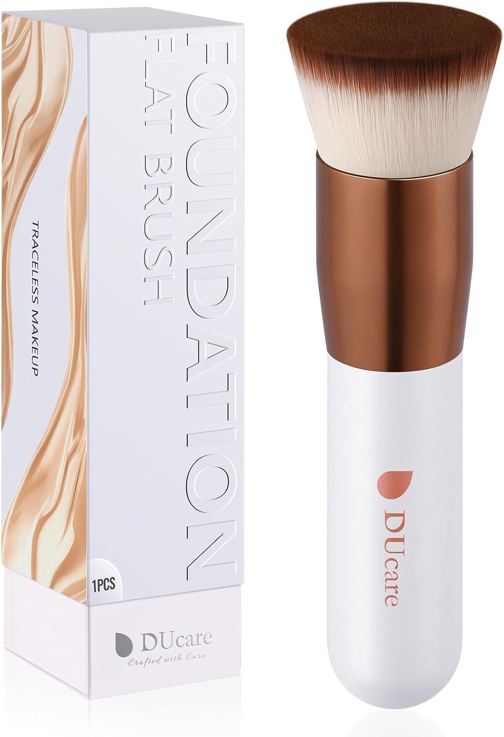 Makeup Brushes Foundation Kabuki Brush Synthetic Professional Buffing Stippling Liquid Cream Blending Mineral Powder Makeup Tools (Rose Golden and White)
