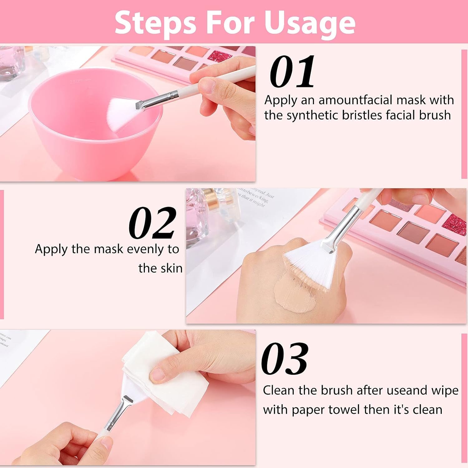 14 Pieces Fan Brushes Applicator, Mask Brushes for Facial Makeup Tools for Face Cosmetic(White)
