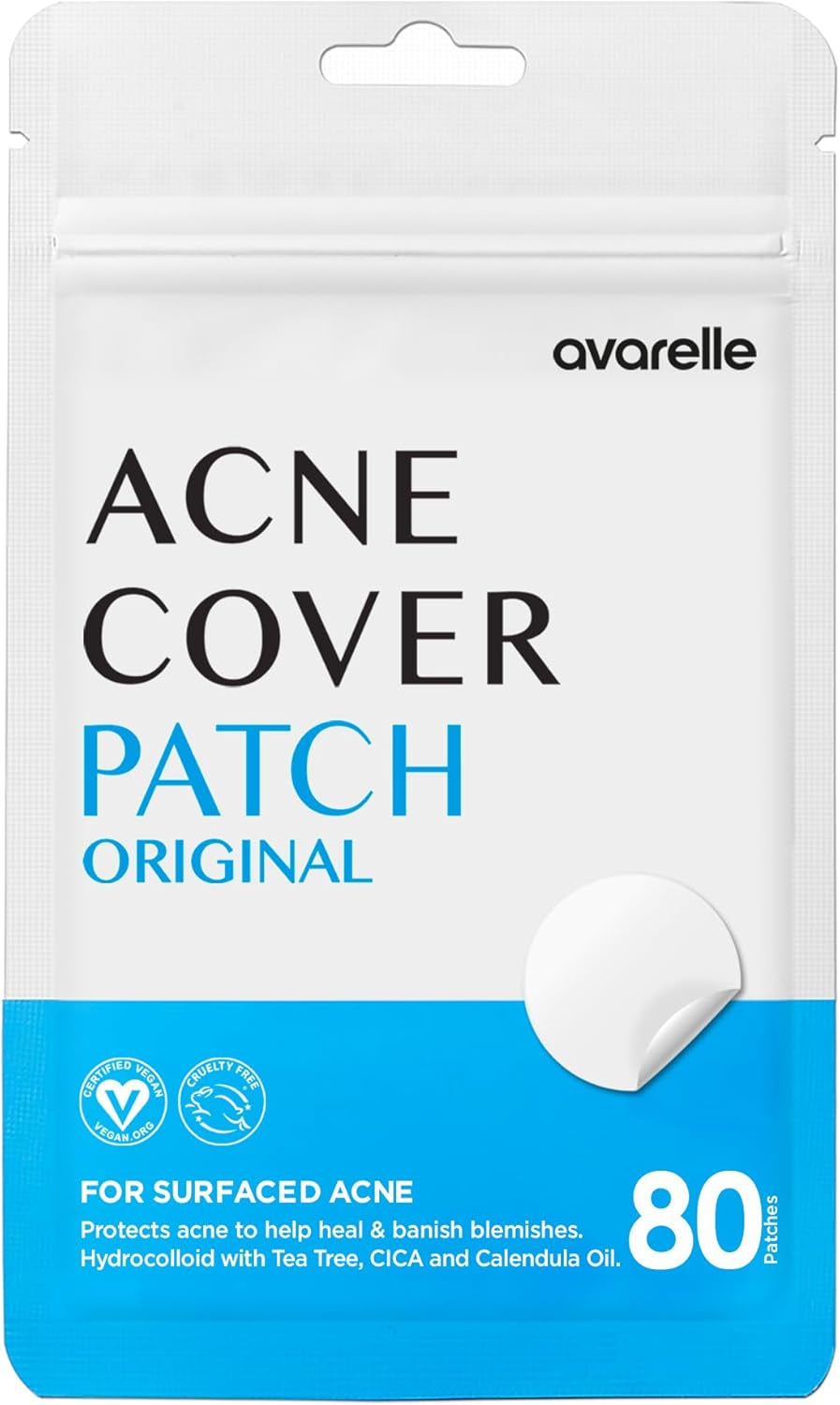 Spot Patch for Face, Hydrocolloid Patches for Covering Blemishes, with Tea Tree, Calendula, & Cica, Cruelty-Free (10-14 Mm, 80 Count)