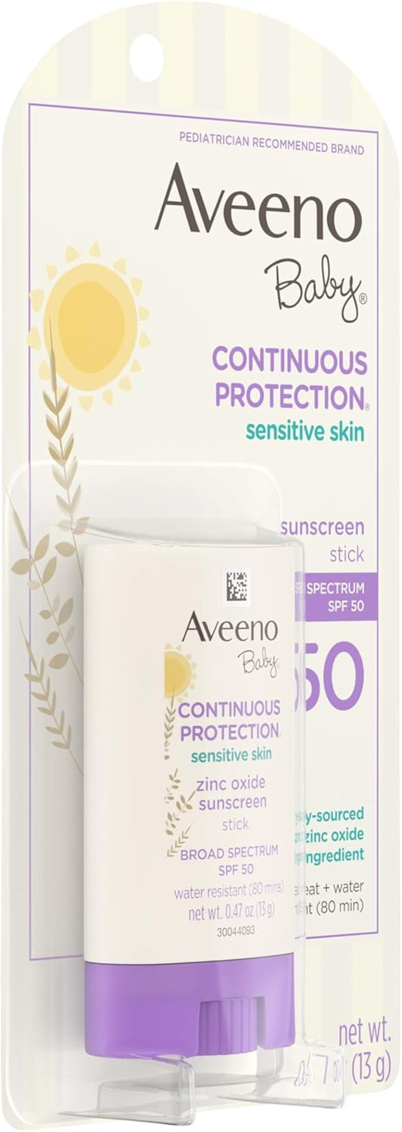Continuous Protection Mineral Sunscreen Stick for Sensitive Skin with Broad Spectrum SPF 50 Protection for Face & Body, Naturally Sourced 100% Zinc Oxide, Travel Size, 0.47 Oz