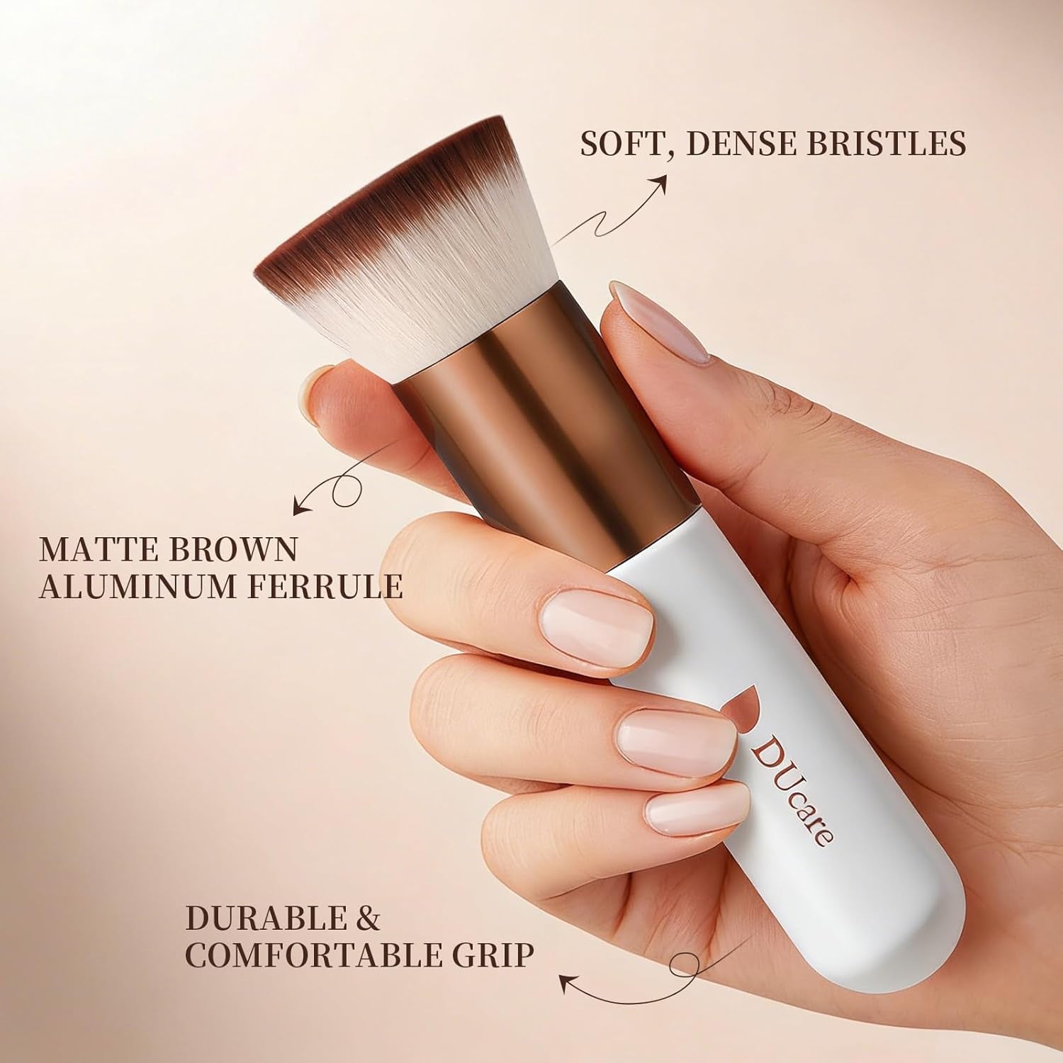 Makeup Brushes Foundation Kabuki Brush Synthetic Professional Buffing Stippling Liquid Cream Blending Mineral Powder Makeup Tools (Rose Golden and White)