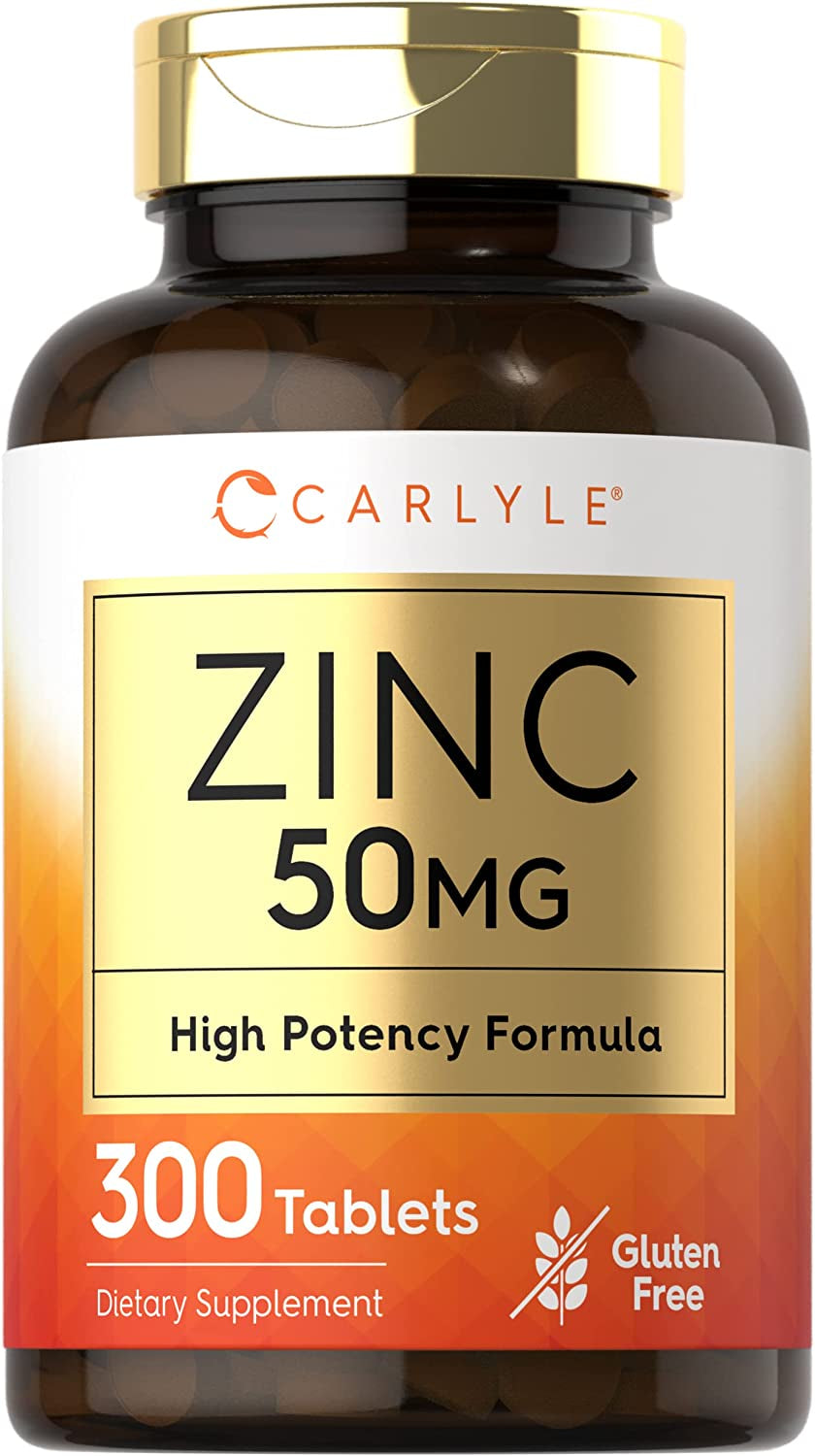 Zinc 50Mg | 300 Tablets | Vegetarian, Non-Gmo, and Gluten Free Supplement | Zinc Gluconate | High Potency Formula | by