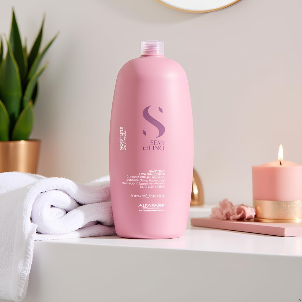 Semi Di Lino Nutritive Low Shampoo - Sulfate, Paraben, Paraffin Free - Moisturizes, Hydrates, and Adds Glossy Shine - 33.8 Oz