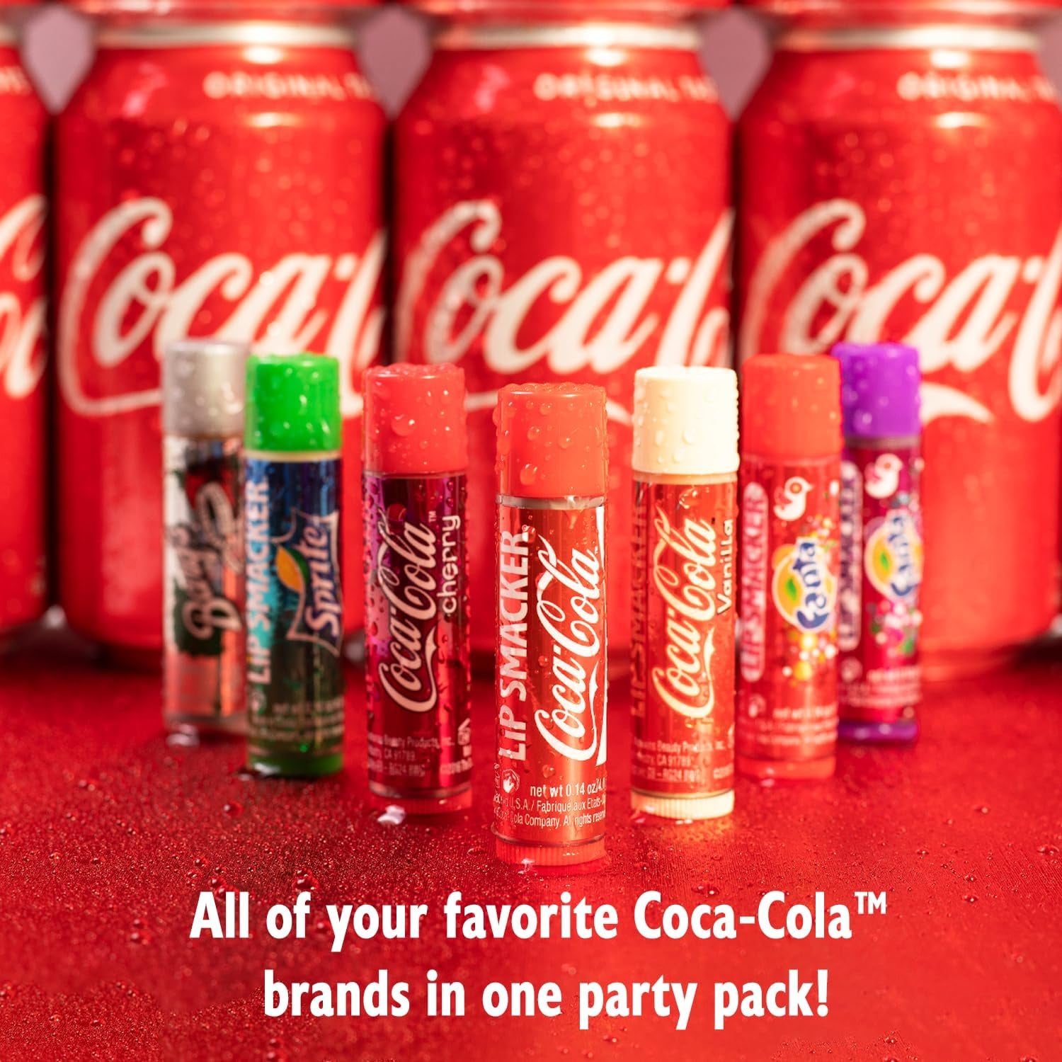 Coca-Cola Flavored Balm, 8 Count, Flavors Coke, Cherry Vanilla Sprite, Root Beer, Orange Fanta, Grape Strawberry Fanta
