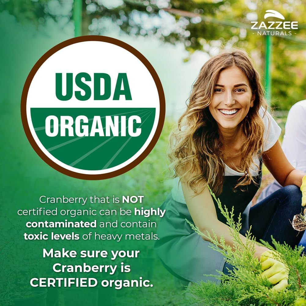USDA Organic Cranberry Extract, 12,500 Mg Strength, 100 Vegan Capsules, USDA Certified Organic, Potent 25:1 Extract, Made from Fresh Whole Organic Cranberries, Vegan, All-Natural and Non-Gmo