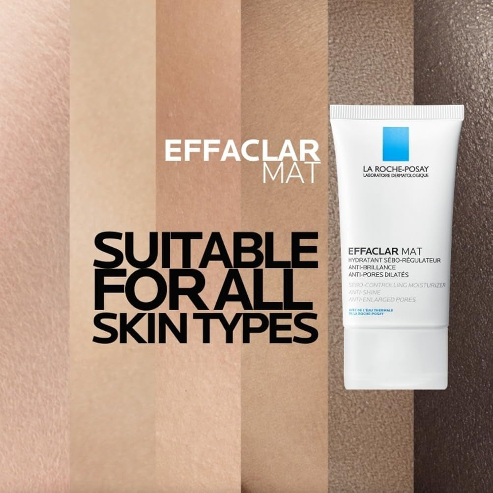La Roche-Posay Anti-Acne Moisturiser, Anti-Shine, Anti-Enlarged Pores, Sebo-Controling Moisturiser, Effaclar Mat, 40Ml