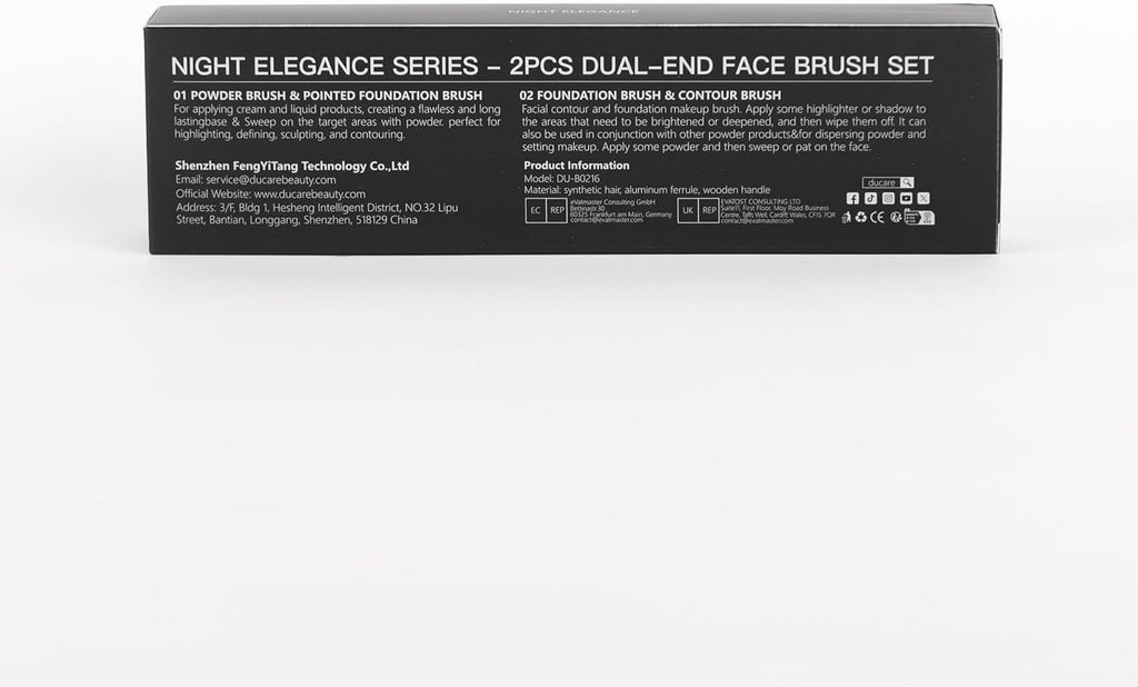 Makeup Brushes Duo End Foundation Contour Powder and Buffer Brush Bronzer Double Makeup Brush Set 2Pcs Black