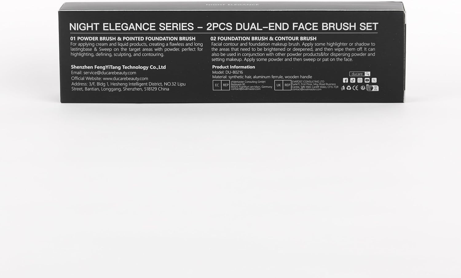 Makeup Brushes Duo End Foundation Contour Powder and Buffer Brush Bronzer Double Makeup Brush Set 2Pcs Black