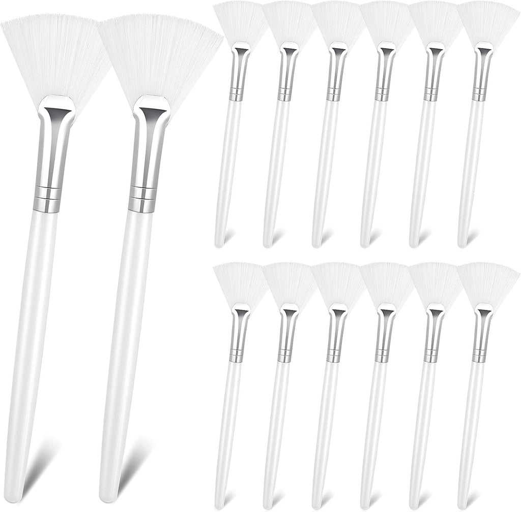14 Pieces Fan Brushes Applicator, Mask Brushes for Facial Makeup Tools for Face Cosmetic(White)
