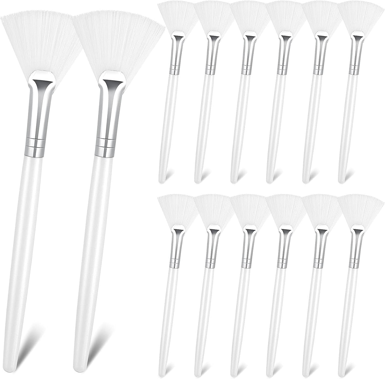 14 Pieces Fan Brushes Applicator, Mask Brushes for Facial Makeup Tools for Face Cosmetic(White)