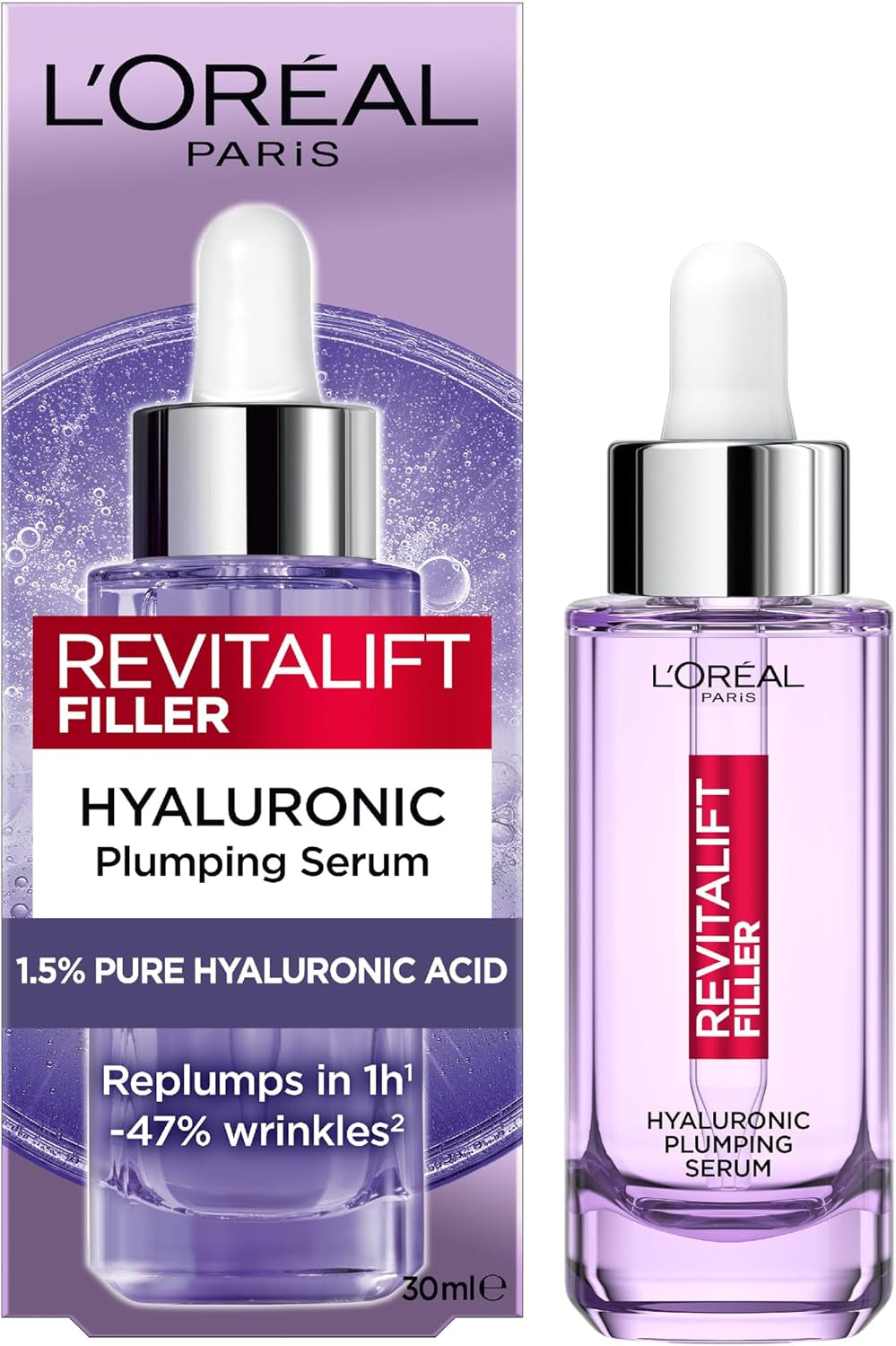 L'Oréal Paris, Face Serum, Hydrating & Plumping, Revitalift Filler 1.5% Pure Hyaluronic Acid, 30 Ml