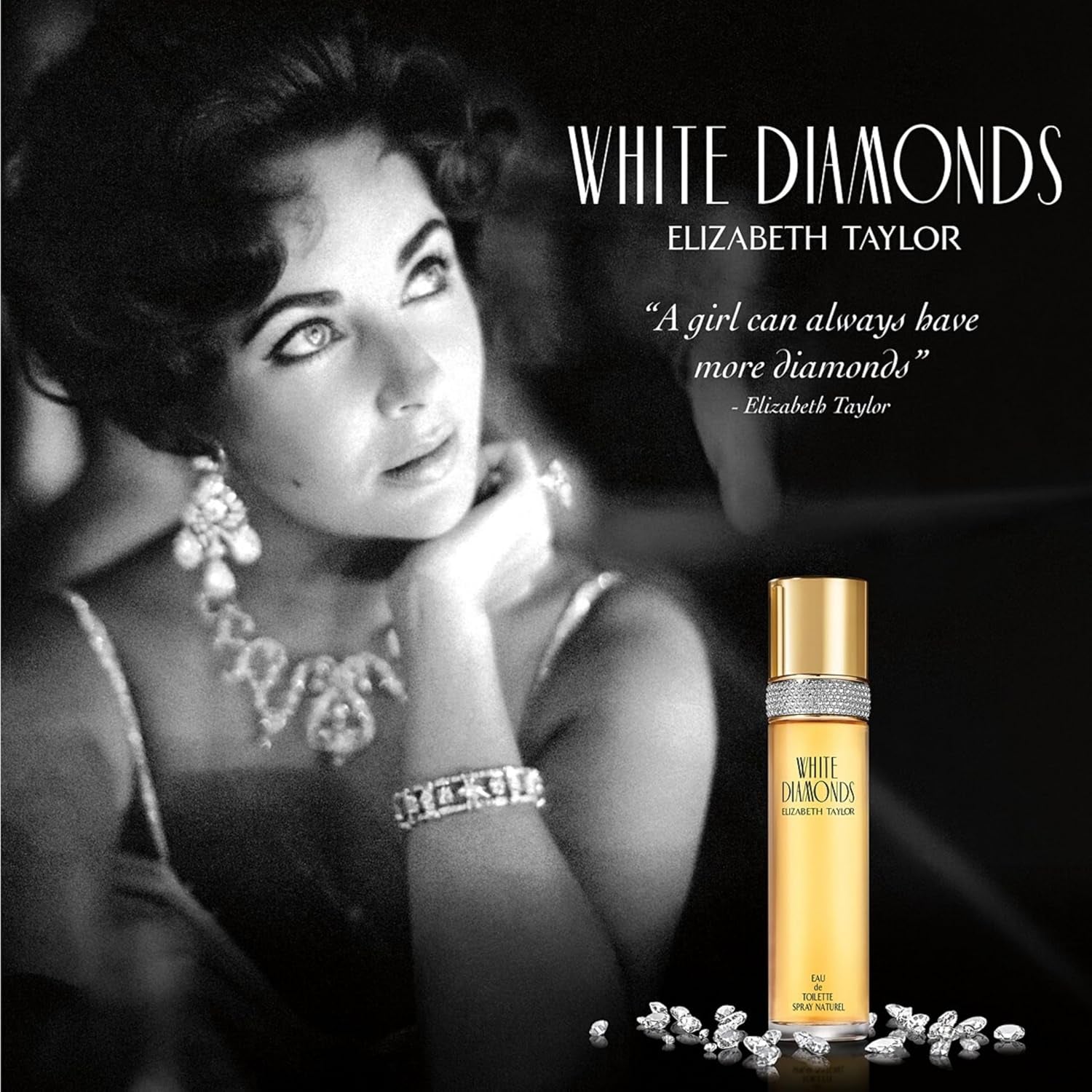 White Diamonds Perfumed Body Powder with Puff 2.6 Oz/ 75 G, 77 Ml Pack of 1