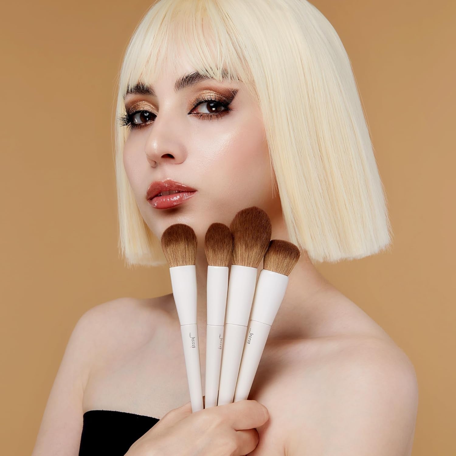 Jessup Precision Makeup Brushes 10Pcs Eye Makeup Brush Set Premium Synthetic Eyeshadow Concealer Eyeliner Eyebrow Blending Highlight Brush, Light Grey T330