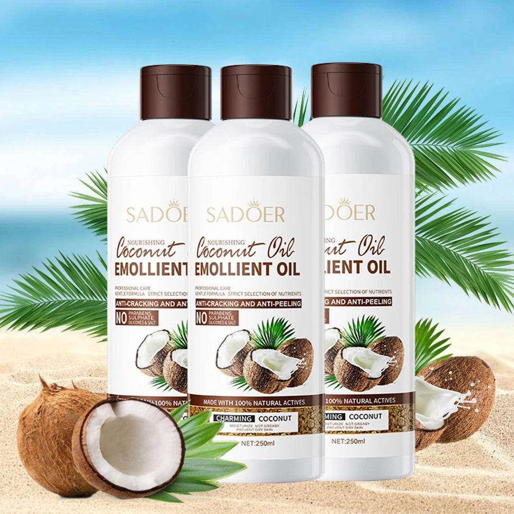 250Ml Coconut Oil Sooth Dry Skin Lighten Fine Lines Face Massage Oil Nourishes Hair Removes Frizz Hair Care Oil Firming Body Oil