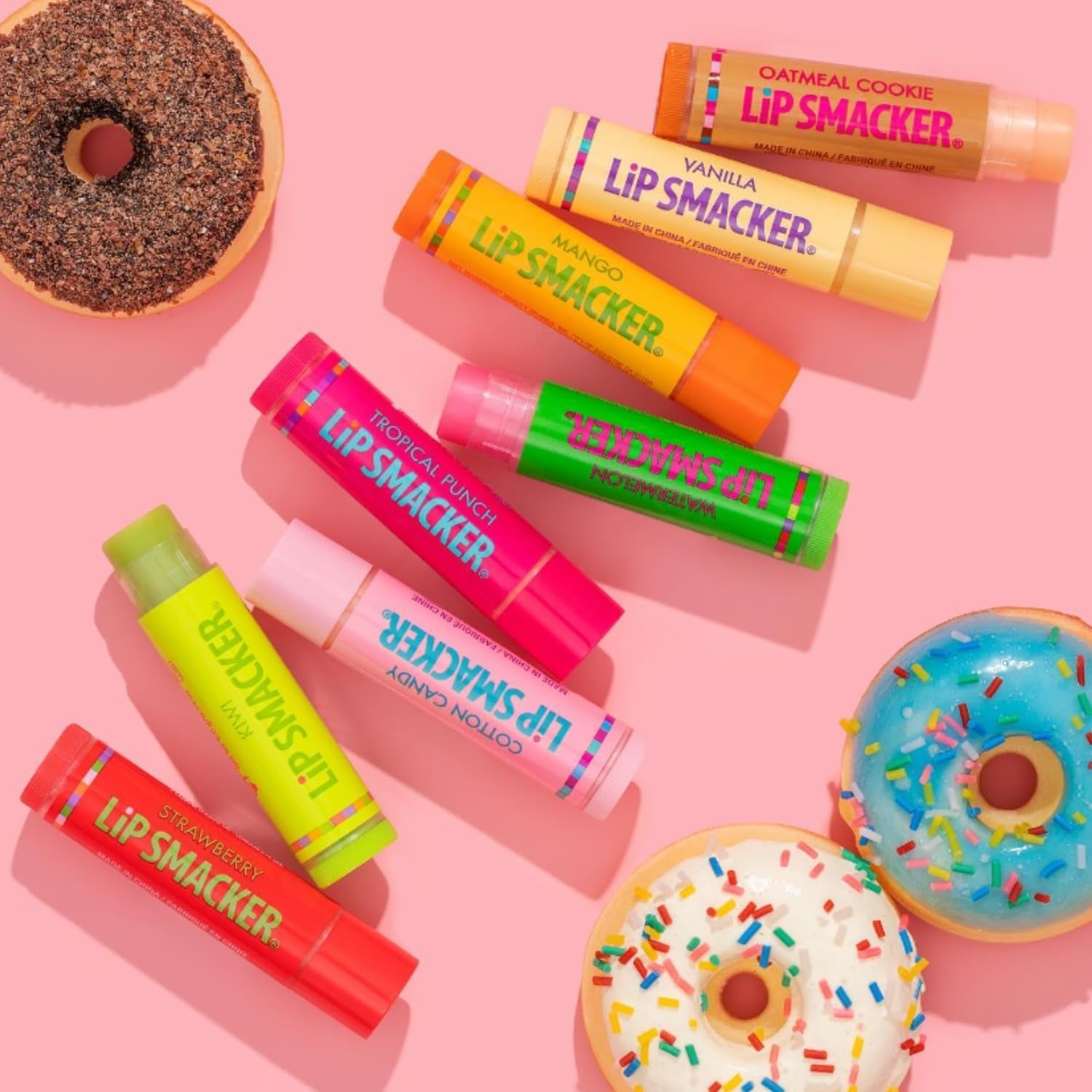 Original & Best Holiday Flavored Lip Balm Party Pack, Oatmeal Cookie, Vanilla, Mango, Watermelon, Tropical Punch, Cotton Candy, Kiwi, Strawberry, Clear