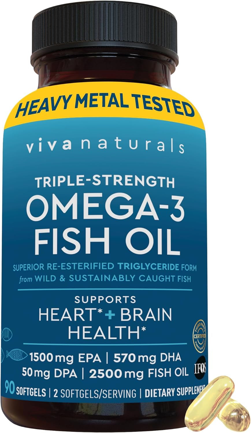Fish Oil Supplement, 90 Capsules - Highly Concentrated Fish Oil, 2,200Mg Fish Oil/Serving (1400Mg of EPA & 480 Mg of DHA)