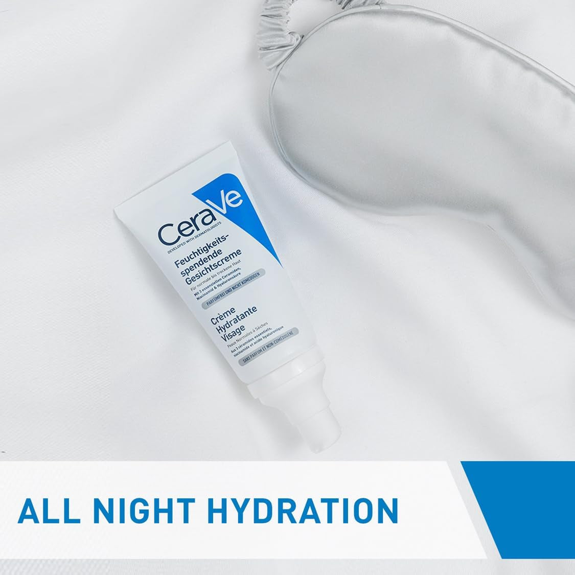Facial Moisturising Lotion PM 52Ml, for Normal to Dry Skin, for Daily Use, Hyaluronic Acid + Niacinamide + Ceramides, Lightweight & Non-Greasy, Fragrance Free + Non-Comedogenic + Oil-Free