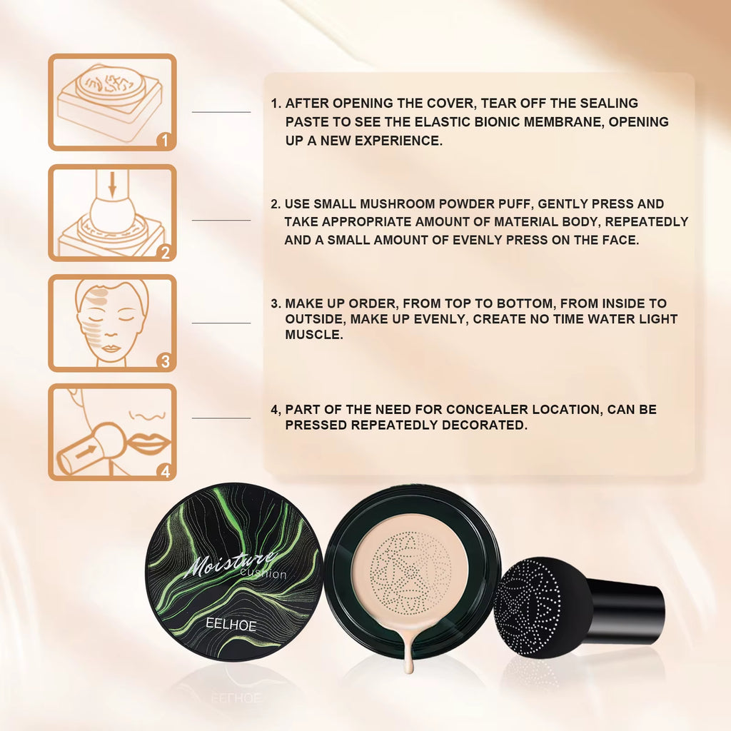 Mushroom Air Cushion CC Cream Mushroom Head Waterproof Brighten Base Makeup Cosmetics Professional Concealing Foundation