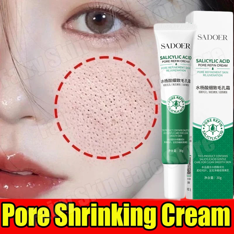 Salicylic Acid Pore Shrinking Cream Eliminate Large Pores Serum Remove Blackhead Acne Repairing Tightening Skin Care Cosmetics