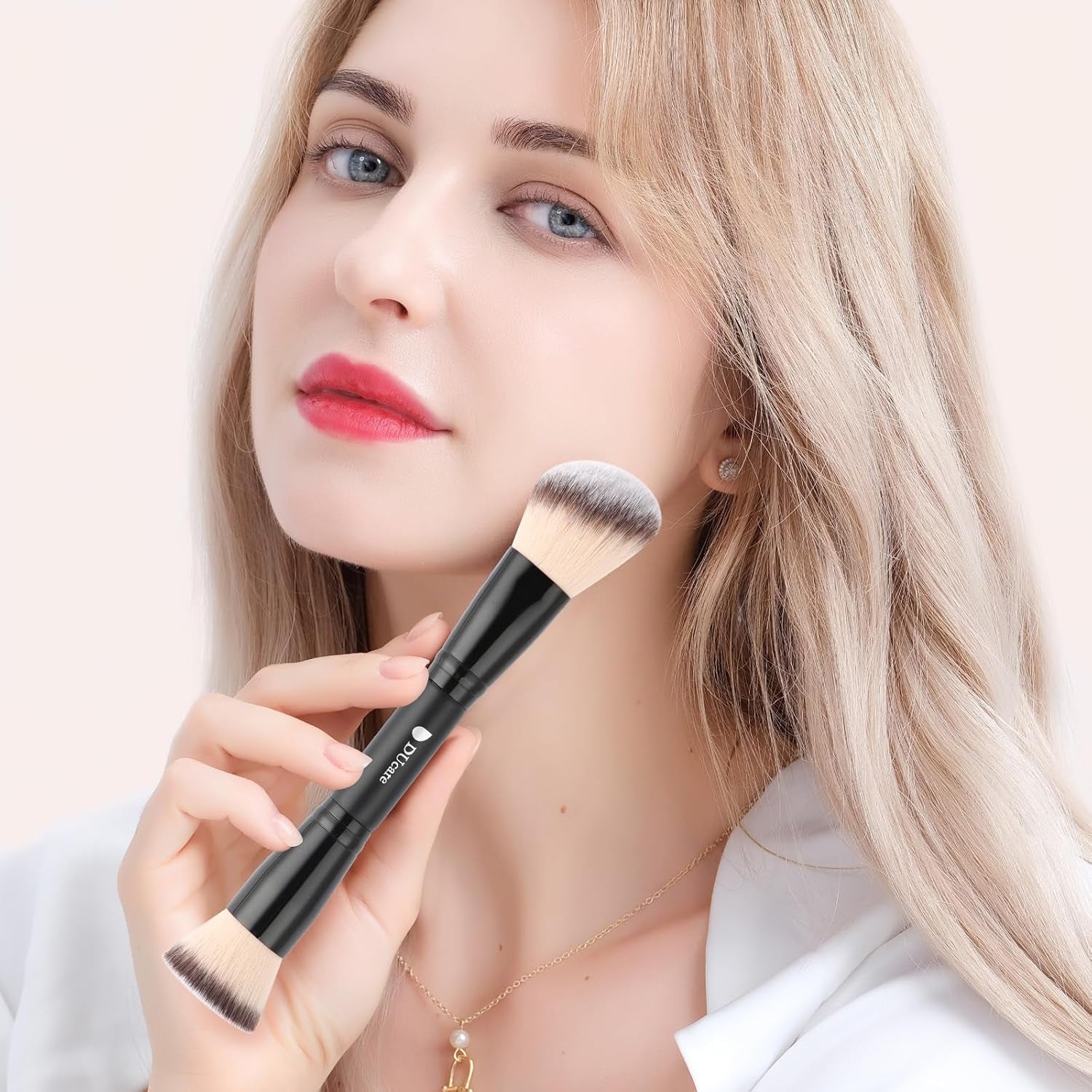 Makeup Brushes Duo End Foundation Contour Powder and Buffer Brush Bronzer Double Makeup Brush Set 2Pcs Black