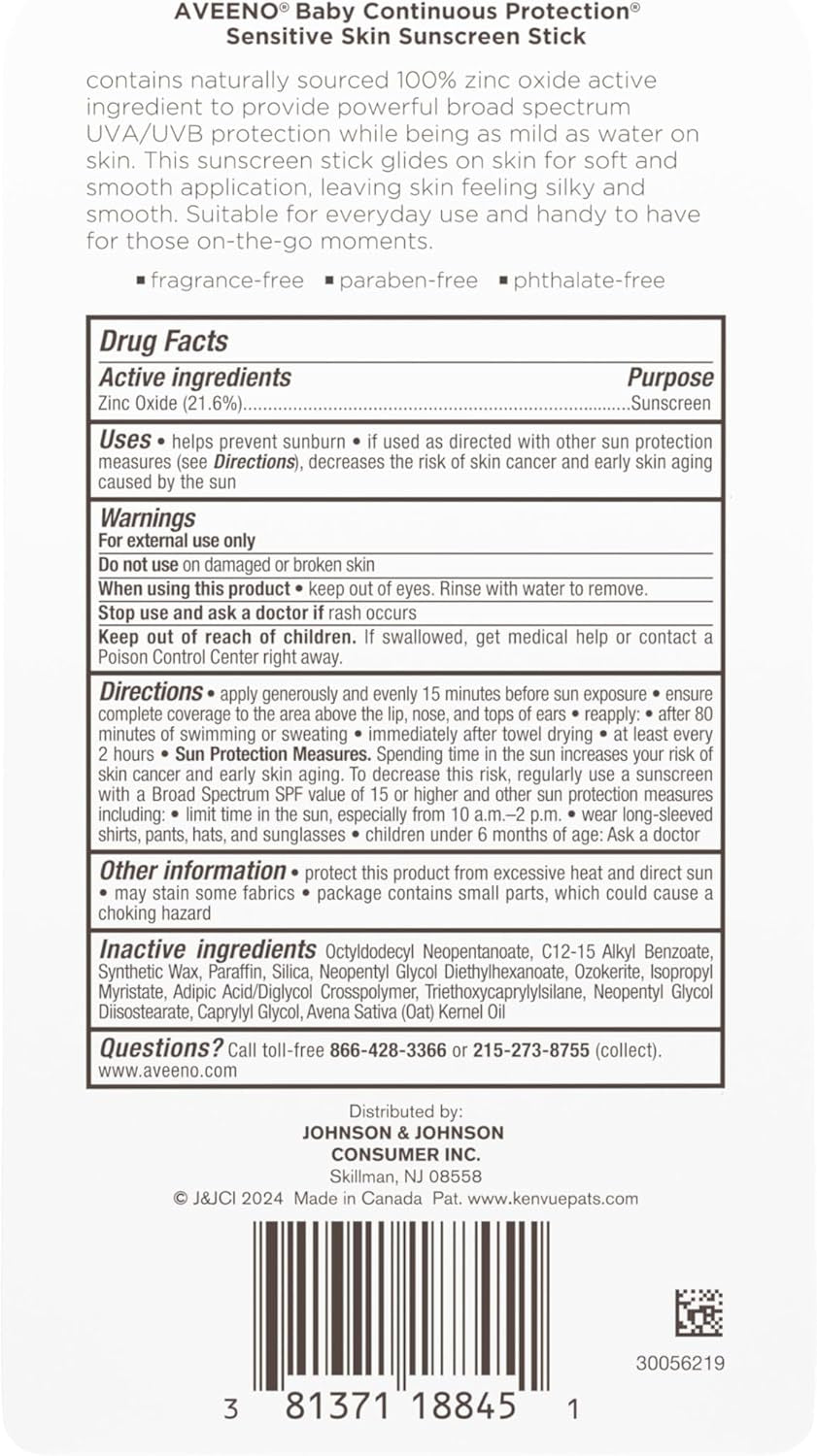 Continuous Protection Mineral Sunscreen Stick for Sensitive Skin with Broad Spectrum SPF 50 Protection for Face & Body, Naturally Sourced 100% Zinc Oxide, Travel Size, 0.47 Oz