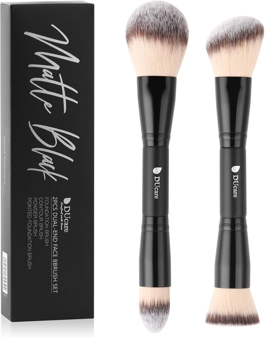 Makeup Brushes Duo End Foundation Contour Powder and Buffer Brush Bronzer Double Makeup Brush Set 2Pcs Black