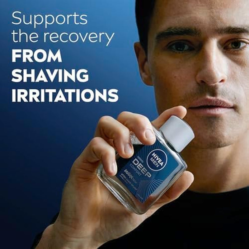 NIVEA MEN Deep after Shave Splash 100Ml | Soothes Irritations | Antibacterial Formula | Helps Heal Cuts | Long-Lasting Clean Feeling | Prevents Skin Dryness | Relieves Razor Burn